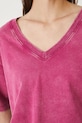 T-shirt bawełniany damski z efektem sprania RW25.TSD021 różowy