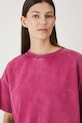 T-shirt bawełniany damski z efektem sprania różowy RW25.TSD022