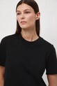 T-shirt bawełniany damski interlock gładki czarny RW25-TSD041