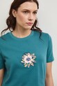 Bavlněné tričko dámské s elastanem, interlock tyrkysová RW25-TSD102
