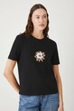 T-shirt bawełniany damski z elastanem interlock RW25-TSD102 czarny RS26