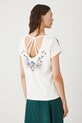 Odzież T-shirt bawełniany damski z wycięciem na plecach RW25.TSD103 beżowy