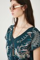 T-shirt bawełniany damski z wycięciem na plecach zielony RW25.TSD103