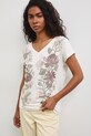 Bavlněné tričko dámské s potiskem RW25-TSD104 béžová RS26
