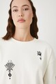 T-shirt bawełniany damski z elastanem interlock beżowy RW25-TSD106