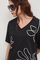 Bavlněné tričko dámské interlock s ozdobnou výšivkou RW25-TSD107 černá