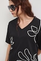 Bavlněné tričko dámské interlock s ozdobnou výšivkou RW25-TSD107 černá