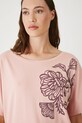 T-shirt damski z modalem z nadrukiem różowy RW25-TSD108