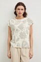 Bavlněné tričko dámské s výstřihem na zádech béžová RW25-TSD109