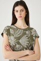 T-shirt bawełniany damski z wycięciem na plecach zielony RW25-TSD109