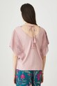 Odzież T-shirt bawełniany damski z ozdobnymi rękawami RW25-TSD110 różowy