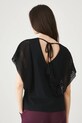 Odzież T-shirt bawełniany damski z ozdobnymi rękawami RW25-TSD110 czarny