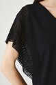 T-shirt bawełniany damski z ozdobnymi rękawami RW25-TSD110 czarny
