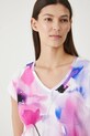 T-shirt bawełniany damski w kwiaty biały RW25.TSD202