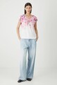 T-shirt bawełniany damski w kwiaty RW25.TSD202 biały RW25