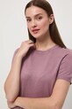 T-shirt damski gładki z wiskozą różowy RW25-TSD304