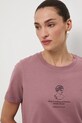 T-shirt bawełniany damski z kolekcji Science – Words of Wisdom RW25-TSD352 różowy
