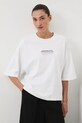 T-shirt bawełniany damski z kolekcji Science – Words of Wisdom beżowy RW25-TSD353