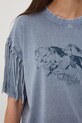 T-shirt bawełniany damski z efektem sprania RW25-TSD402 niebieski