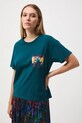 Odzież T-shirt bawełniany damski z kolekcji Tajemniczy Świat Medicine RW25-TSD555 turkusowy
