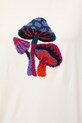 T-shirt bawełniany damski z elastanem z aplikacją RW25-TSD600 beżowy