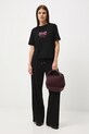 T-shirt bawełniany damski z elastanem z aplikacją RW25-TSD600 czarny RW25