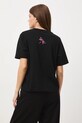 Odzież T-shirt bawełniany damski z elastanem z aplikacją RW25-TSD600 czarny
