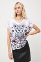 T-shirt bawełniany damski wzorzysty RW25-TSD702 beżowy RW25
