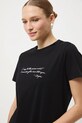 T-shirt bawełniany damski z ozdobnym haftem RW25-TSD759 czarny
