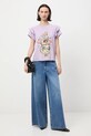 T-shirt bawełniany damski z nadrukiem RW25-TSD904 fioletowy RW25