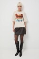 T-shirt bawełniany damski z kolekcji Zdzisław Beksiński x Medicine RW25-TSDA53 beżowy RW25