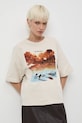 Odzież T-shirt bawełniany damski z kolekcji Zdzisław Beksiński x Medicine RW25-TSDA53 beżowy