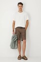 T-shirt bawełniany męski z elastanem gładki RW25.TSM010 beżowy RW25