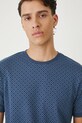 T-shirt bawełniany męski z dzianiny strukturalnej z elastanem niebieski RW25-TSM013