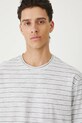 T-shirt bawełniany męski w pasy beżowy RW25.TSM014