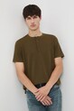 T-shirt bawełniany męski z elastanem z dzianiny strukturalnej gładkie zielony RW25-TSM056