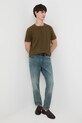 T-shirt bawełniany męski z elastanem z dzianiny strukturalnej RW25-TSM056 zielony RW25