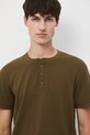 T-shirt bawełniany męski z elastanem z dzianiny strukturalnej zielony RW25-TSM056
