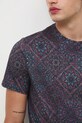 T-shirt bawełniany męski wzorzysty RW25-TSM071 bordowy