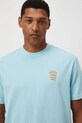 T-shirt bawełniany męski z nadrukiem i aplikacją RW25-TSM205 turkusowy
