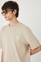 T-shirt bawełniany męski z nadrukiem beżowy RW25-TSM205