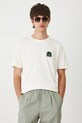 T-shirt bawełniany męski z ozdobną aplikacją beżowy RW25.TSM208
