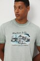 T-shirt bawełniany męski z efektem sprania turkusowy RW25-TSM209