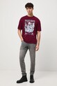 T-shirt bawełniany męski interlock z nadrukiem RW25-TSM302 bordowy RW25