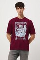 T-shirt bawełniany męski interlock z nadrukiem bordowy RW25-TSM302