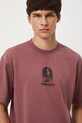 T-shirt bawełniany męski z nadrukiem różowy RW25-TSM304