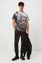 T-shirt bawełniany męski z elastanem wzorzysty RW25-TSM306 szary RW25