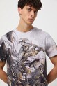 T-shirt bawełniany męski z elastanem wzorzysty szary RW25-TSM306
