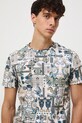Odzież T-shirt bawełniany męski wzorzysty RW25-TSM312 beżowy