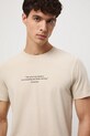 T-shirt bawełniany męski z elastanem z kolekcji Science – Words of Wisdom RW25-TSM357 beżowy